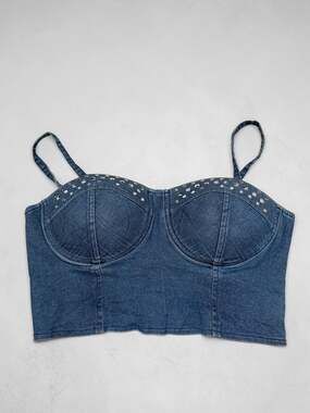 Urban Groove Studded Denim Bustier Corset Top Size M